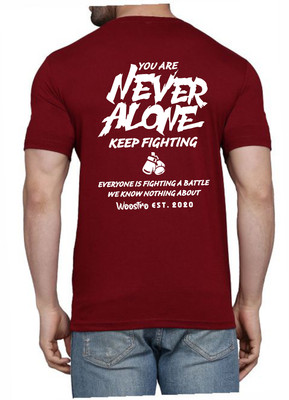 WOOSTRO Printed Men Round Neck Maroon T-Shirt