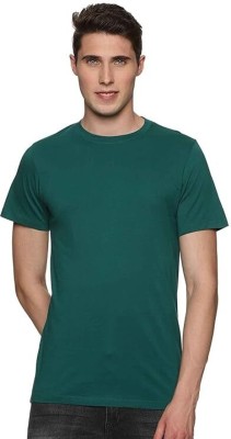 ZULX Solid Men Round Neck Green T-Shirt