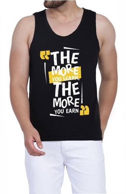 WOOSTRO Printed Men Round Neck Black T-Shirt
