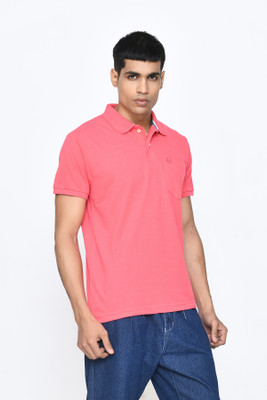 PASSPORT Solid Men Polo Neck Pink T-Shirt