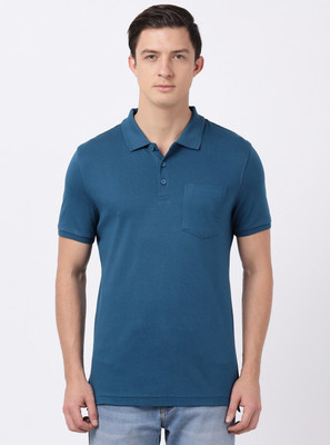 JOCKEY Self Design Men Polo Neck Blue T-Shirt