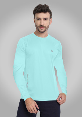 FTX Solid Men Round Neck Blue T-Shirt