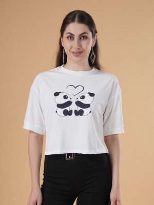 METRONAUT Solid Women Round Neck White T-Shirt