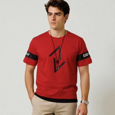 Boldrift Printed Men Round Neck Red T-Shirt