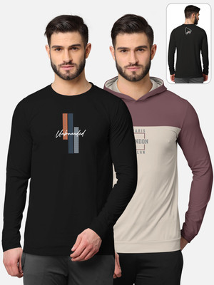 Bullmer Printed Men Hooded Neck Multicolor T-Shirt