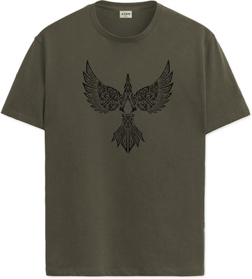 ADRO Graphic Print Men Round Neck Dark Green T-Shirt