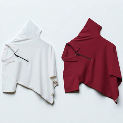 GIBBONTE Solid Men Zip Neck White, Maroon T-Shirt