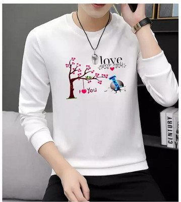 clickwell Printed, Typography Men Round Neck White T-Shirt