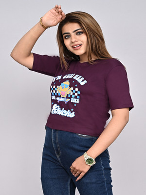 Yunic29 Casual Printed Women Maroon Top