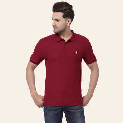 RED TAPE Solid Men Polo Neck Maroon T-Shirt
