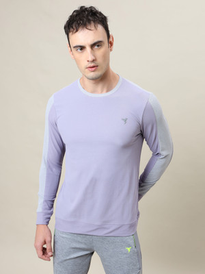 TECHNOSPORT Colorblock Men Round Neck Purple T-Shirt