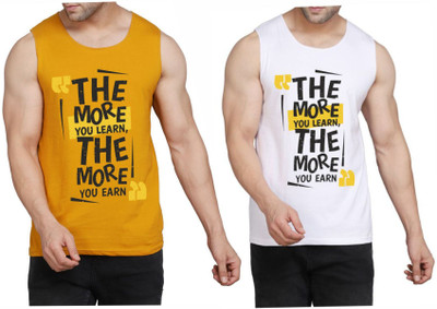 WOOSTRO Graphic Print Men Round Neck White, Yellow T-Shirt