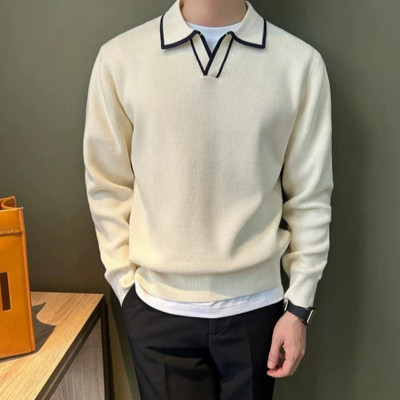 Kesar Collection Self Design Men Polo Neck White T-Shirt