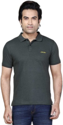 Palm Island Solid Men Polo Neck Green T-Shirt