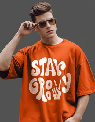 vesloo willow Solid Men Round Neck Orange T-Shirt