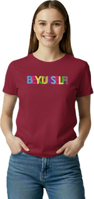 Morrio Typography Women Round Neck Red T-Shirt