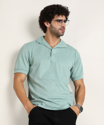 CAMPUS SUTRA Solid Men Polo Neck Green T-Shirt