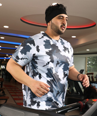 Instafab Plus Printed Men V Neck Grey T-Shirt