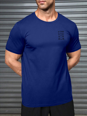 Triptee Printed Men Round Neck Dark Blue T-Shirt