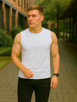 FRISKERS Solid Men Round Neck White T-Shirt