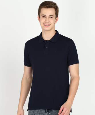 PARX Solid Men Polo Neck Dark Blue T-Shirt
