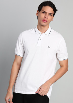 Raymond Solid Men Polo Neck White T-Shirt
