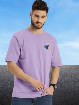 Dark Drive Printed Men Round Neck Purple T-Shirt