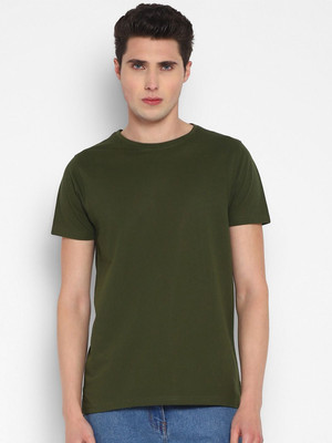 RULEDBYSUN Solid Men Round Neck Green T-Shirt