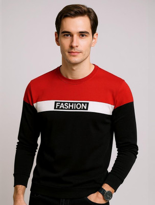 Autna Printed, Colorblock Men Round Neck Red, Black, White T-Shirt