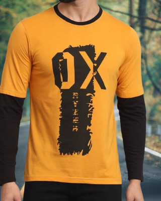 ZEBULUN Printed Men Round Neck Yellow T-Shirt