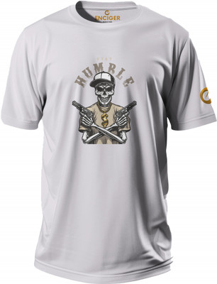 Enciger Graphic Print Men Round Neck Grey T-Shirt