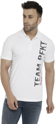 PERFKTU Typography Men Polo Neck White T-Shirt