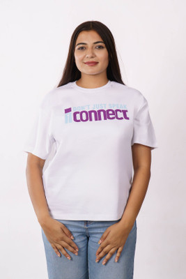 Bandar Baant Typography Women Round Neck White T-Shirt