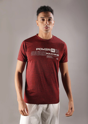 Force NXT Printed Men Round Neck Maroon T-Shirt