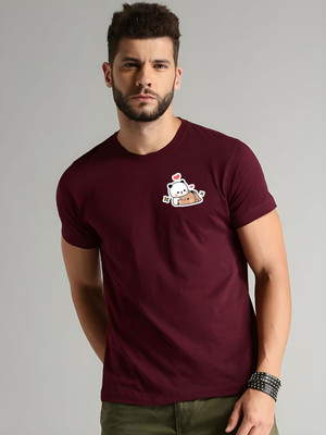 SZN Graphic Print Men Round Neck Maroon T-Shirt