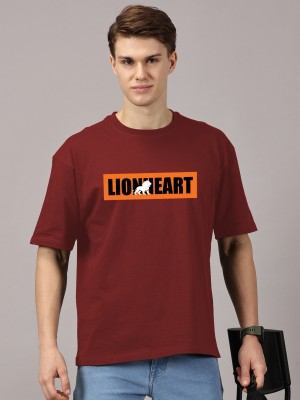 Leon Typography Men Round Neck Maroon T-Shirt