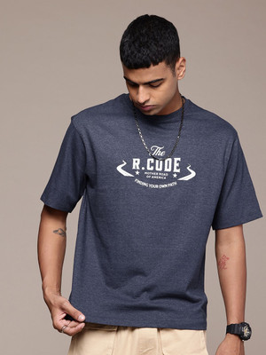R.Code by The Roadster Life Co. Graphic Print Men Round Neck Navy Blue T-Shirt