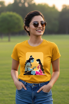 KrazyKind Graphic Print Women Round Neck Red, Black, Yellow, Navy Blue, White T-Shirt