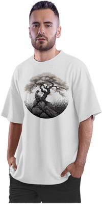 KRYONIX Printed Men Round Neck White T-Shirt