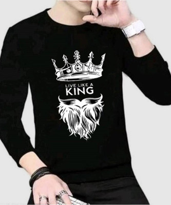 DEEPMAYRA COLLECTION Printed, Typography Men Round Neck Black T-Shirt