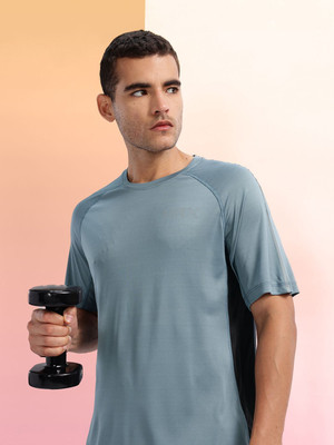 HRX by Hrithik Roshan Solid Men Round Neck Blue T-Shirt