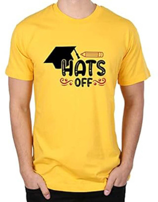 PREM CHANDRA SHARMA Printed, Typography Men Round Neck Yellow T-Shirt