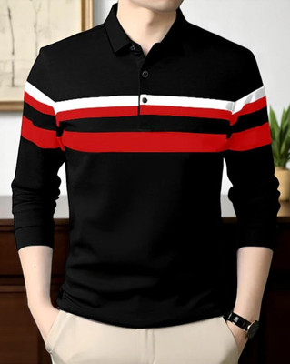 Autna Printed Men Polo Neck Grey T-Shirt