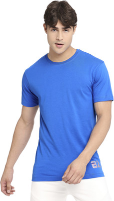 FRENCHIE Solid Men Round Neck Dark Blue T-Shirt