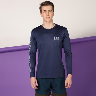FTX Typography Men Round Neck Dark Blue T-Shirt
