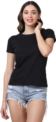 TUSI Solid Women Round Neck White T-Shirt