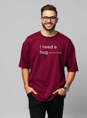 UrGear Printed Men Round Neck Maroon T-Shirt