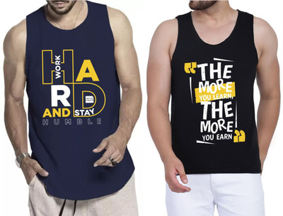 Restore Typography Men Round Neck Blue, Black, Multicolor T-Shirt