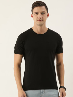 OrrganicChics Solid Men Round Neck Black T-Shirt