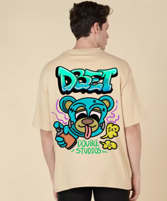 clickwell Graphic Print Men Round Neck Beige T-Shirt